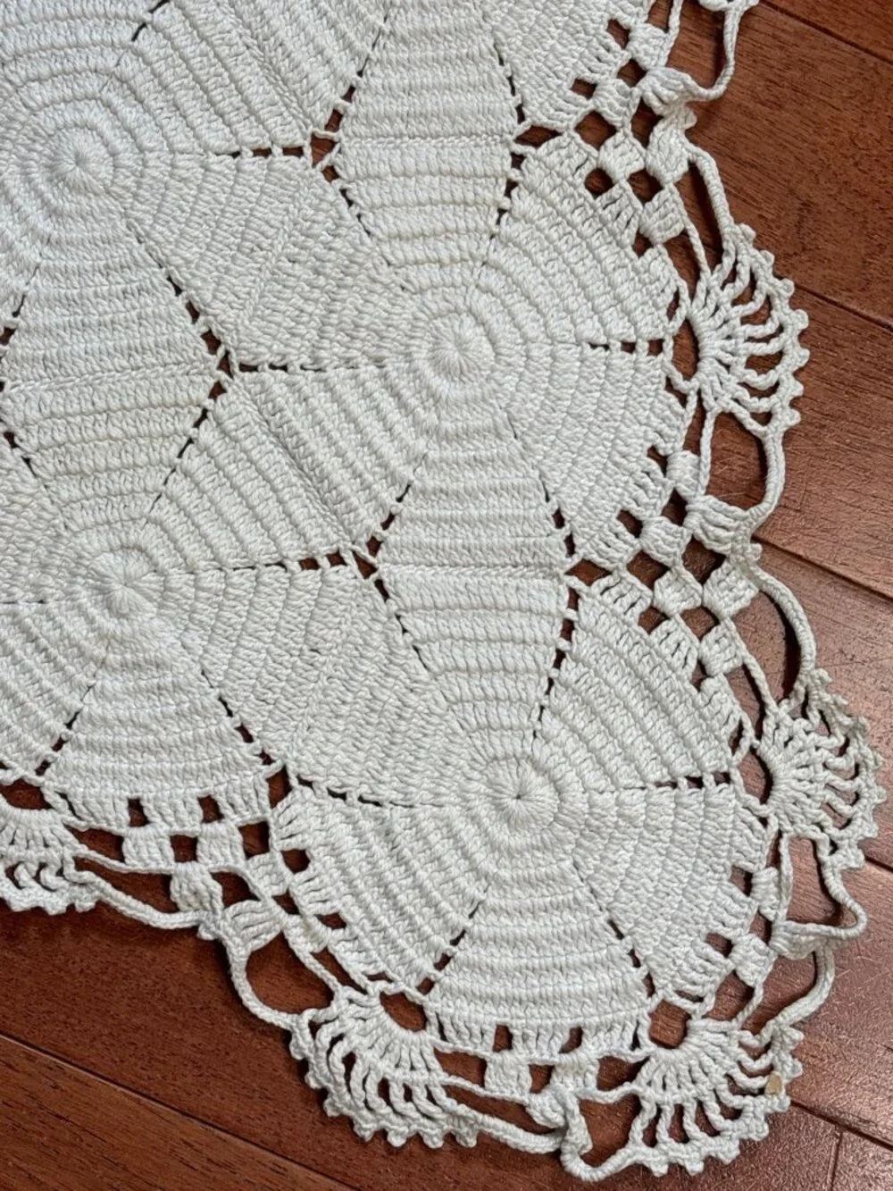 Handmade Crochet Doily Cream Triangle Shape Decorative Table Accent 13x15